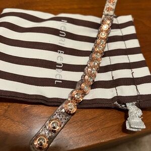 NBW- HENRI BENDEL Leather Tortoise Rose Gold Crystal Bracelet